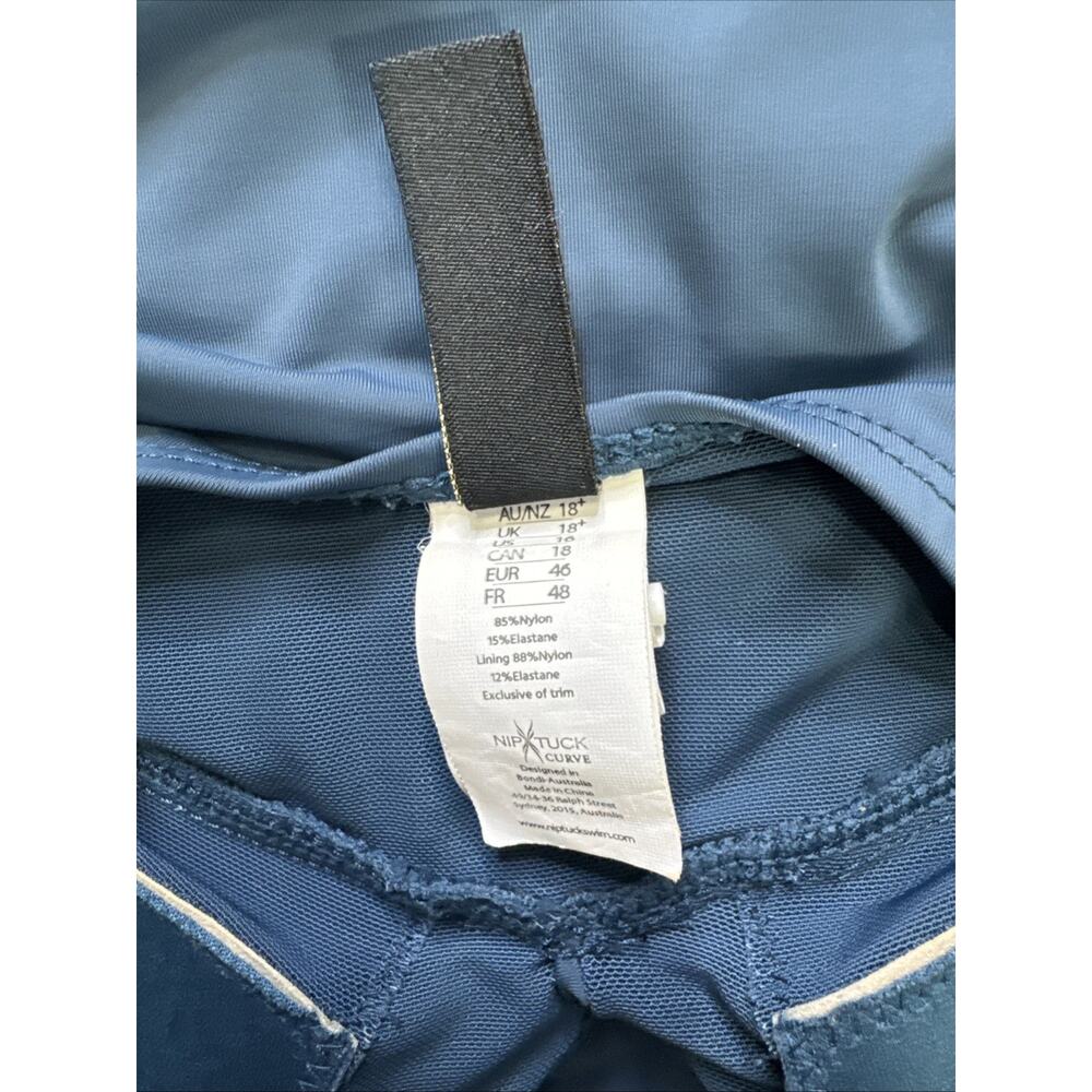 Nip Tuck Swim Curve Women’s 16 Blue Swimdress One Piece Swimsuit Ruched Wrap - Picture 6 of 8